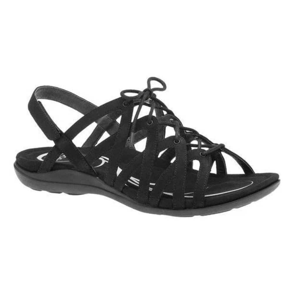 ABEO Brigita Sandals Women 8.5 Black Leather Strappy Casual Comfort Walking Shoe